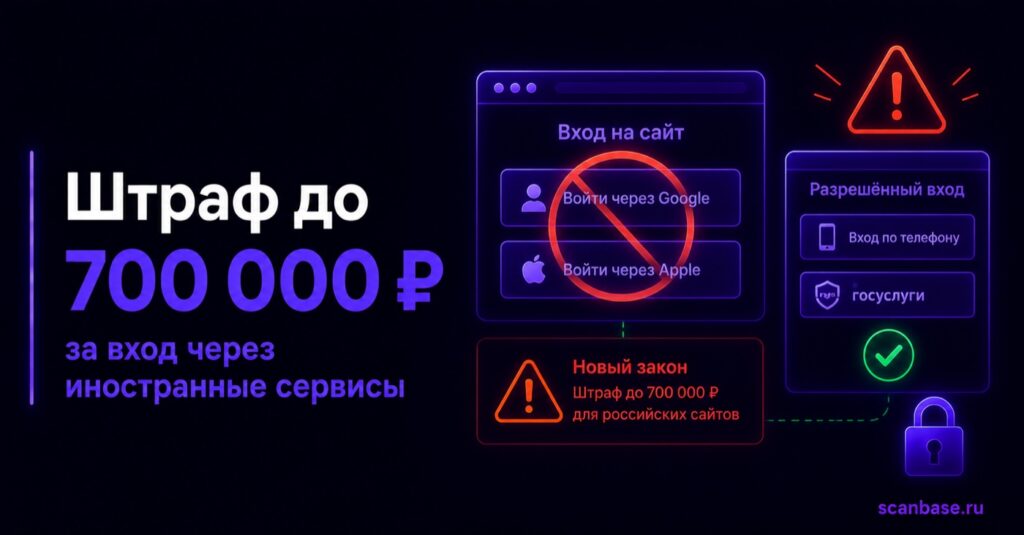 Штрафы до 700 000 ₽ за авторизацию через иностранные сервисы — новый закон 2026