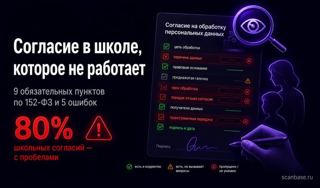 Согласие на обработку персональных данных в школе — 9 обязательных пунктов по 152-ФЗ и 5 ошибок