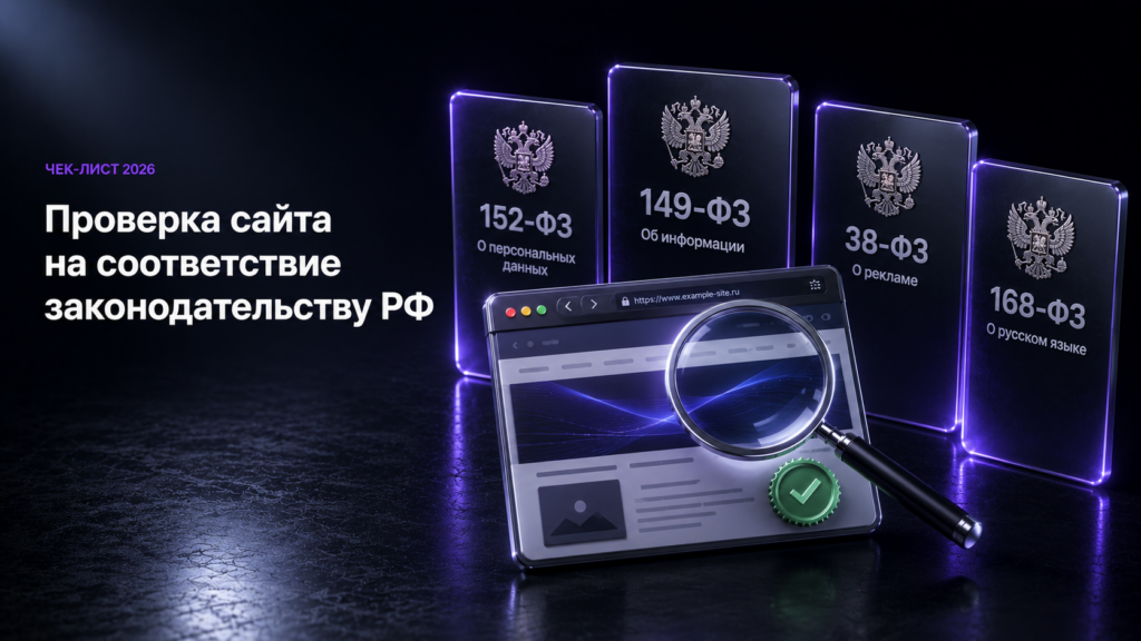 Проверка сайта на соответствие законодательству РФ: 152-ФЗ, 149-ФЗ, 38-ФЗ и 168-ФЗ